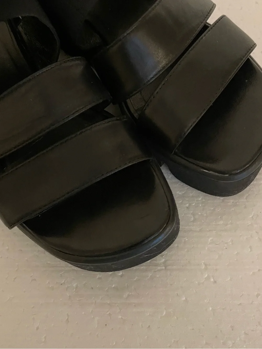 ASKA Black Harper Leather Slingback Chunky Platform Sandals 6.5